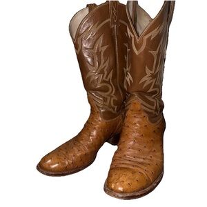 Vtg Tony Lama El Rey Full Quill Ostrich Cowboy Boots 10.5 Made  USA Style E2086